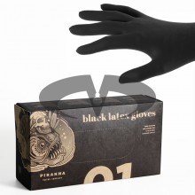 Piranha Latex Black Gloves Powderfree