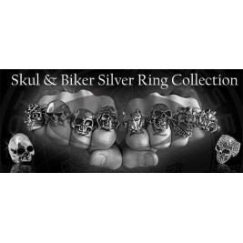 Silver Rings Skull and Biker