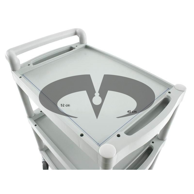 Chariot à roulettes et trois étagères