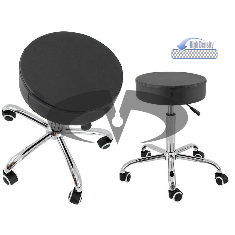 Padded stool with chrome base