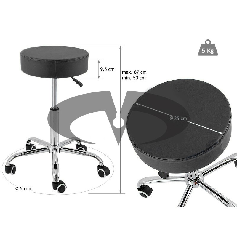 Padded stool with chrome base