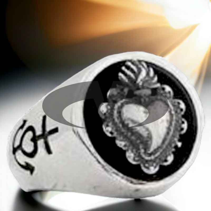 El Rana Silver Rings Sacred Heart - Faith Hope and Charity