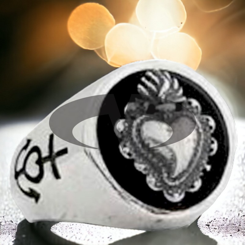 El Rana Silver Rings Sacred Heart - Faith Hope and Charity