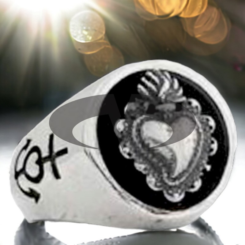El Rana Silver Rings Sacred Heart - Faith Hope and Charity