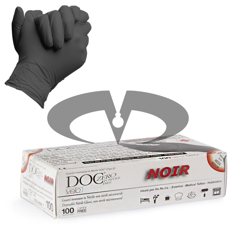 Schwarze, puderfreie mikroraue Nitrilhandschuhe, cf100 Stück