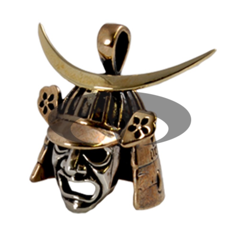 Pendente in Argento e Bronzo Date Masamune Maschere Giapponesi