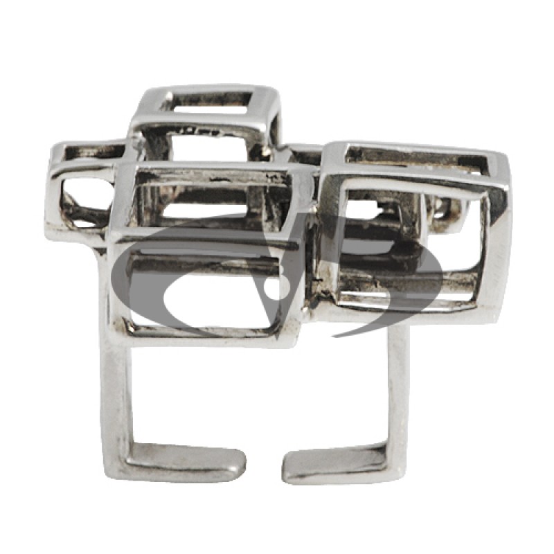Hypercube Silver Ring