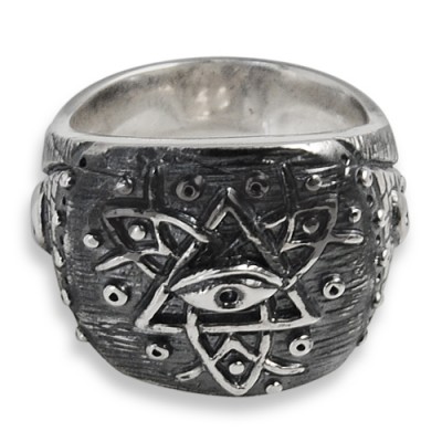 Anello Massonico in Argento con Occhi della Provvidenza