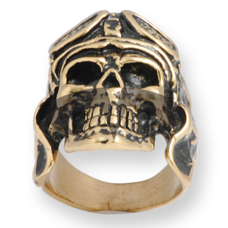 Anello In Bronzo Biker - Aviator Skull