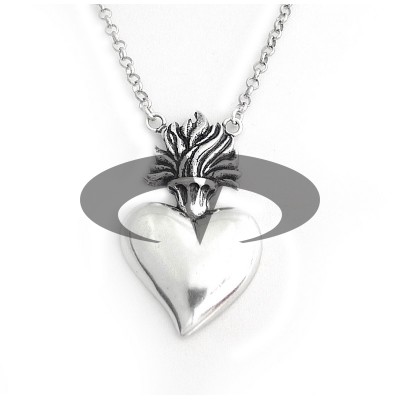 Collana in Argento El Rana Cuore Sacro Old Grande