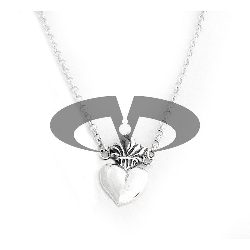 Collana in Argento El Rana Cuore Sacro Old Medio