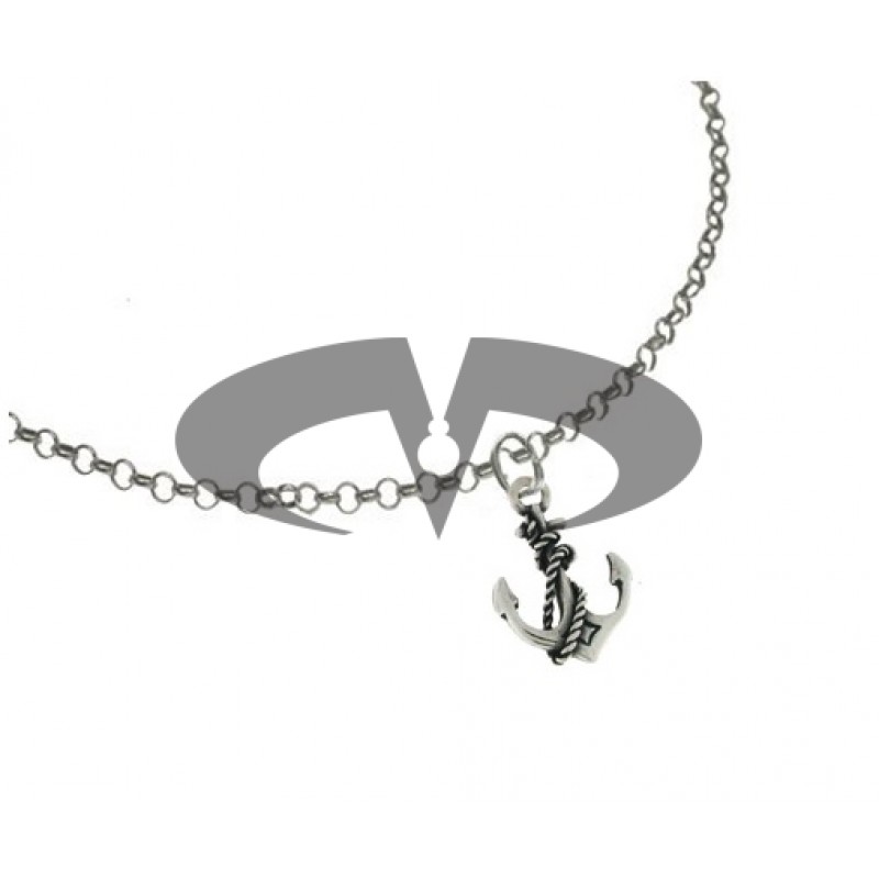El Rana Silver Big Pendant Anchor Rope