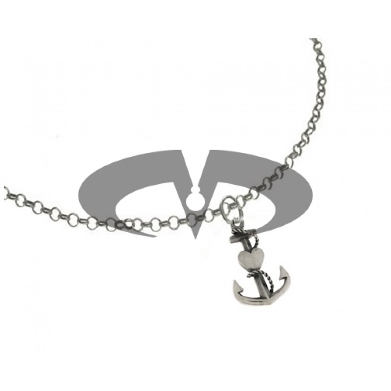 El Rana Silver Big Pendant Anchor Rope Heart