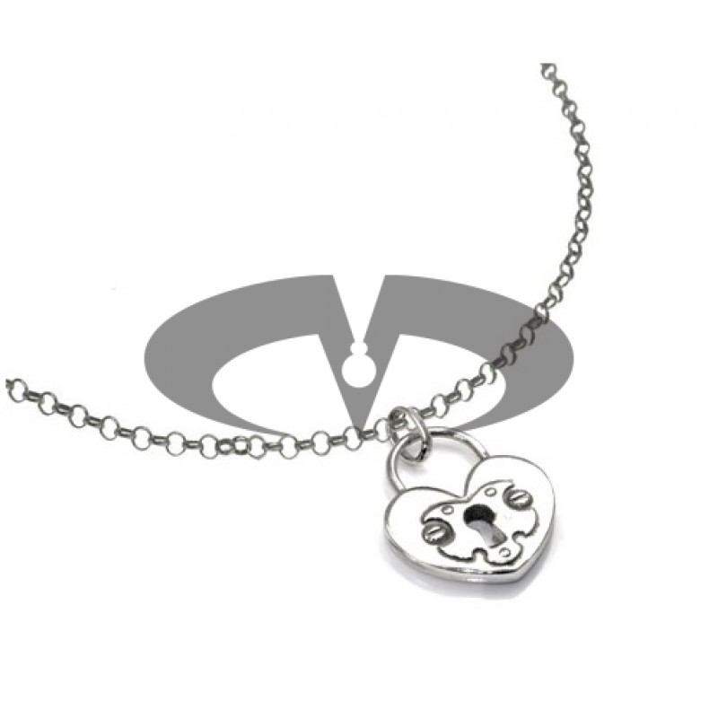 El Rana Silver Big Pendant Padlock Heart