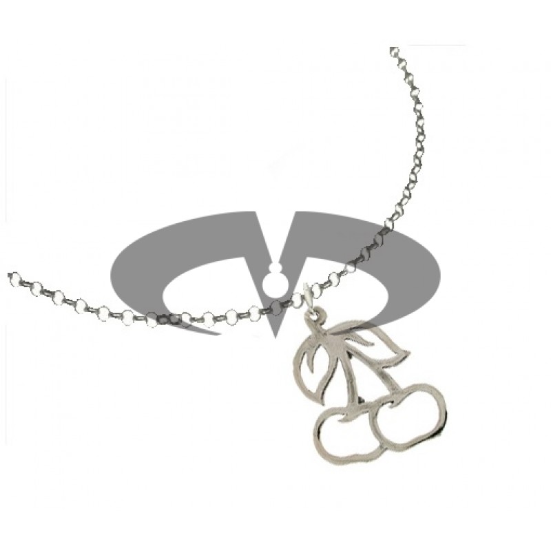 El Rana Silver Big Pendant Cherry Old School