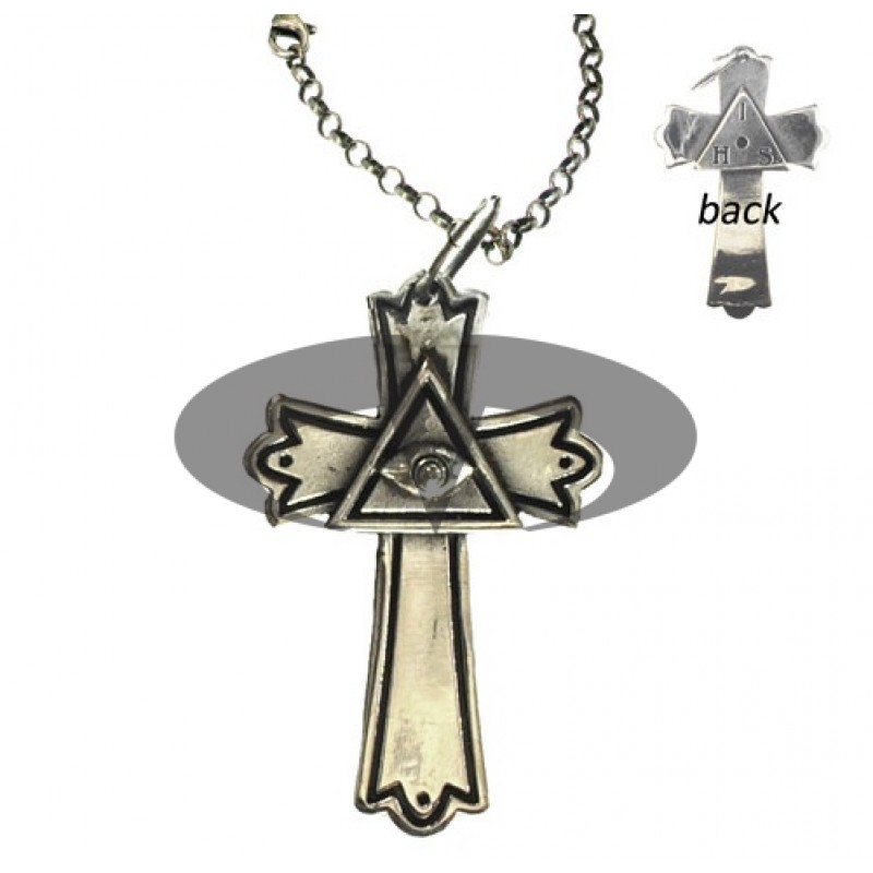 El Rana Silver Big Cross With Masonic Symbol