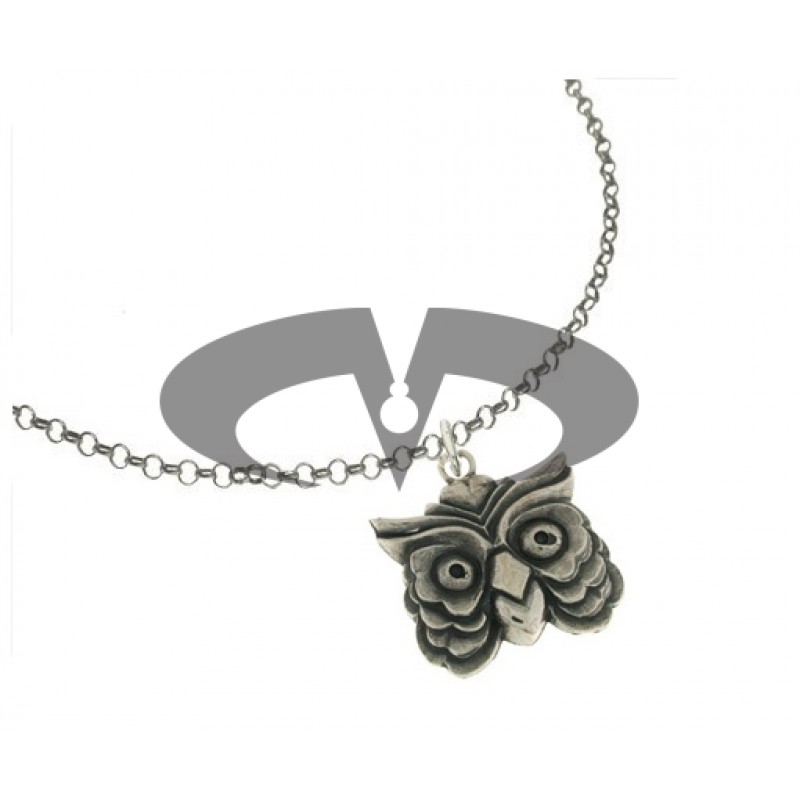 El Rana Silver Big Pendant Owl