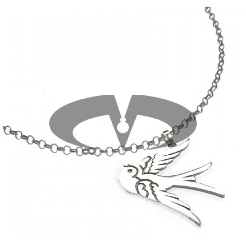 El Rana Silver Big Pendant Swallow