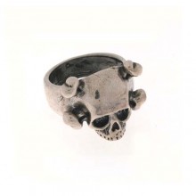 Anello Mignolo Argento Teschio Tibie Old School El Rana