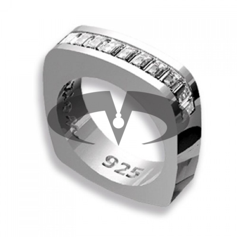 Anello Baguette in Argento con Swarovski bianchi Crystal Evolution