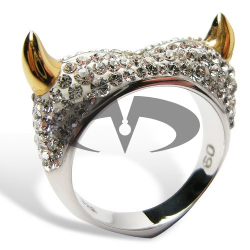Anello Devil Heart in argento con Swarovski bianchi Crystal Evolution
