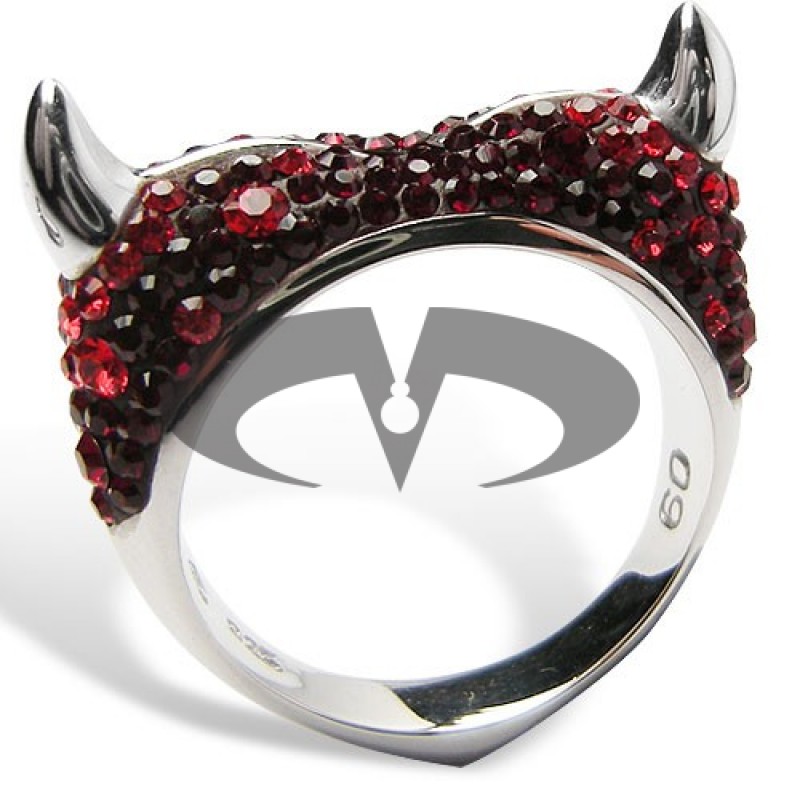 Anello Devil Heart in argento con Swarovski rossi Crystal Evolution