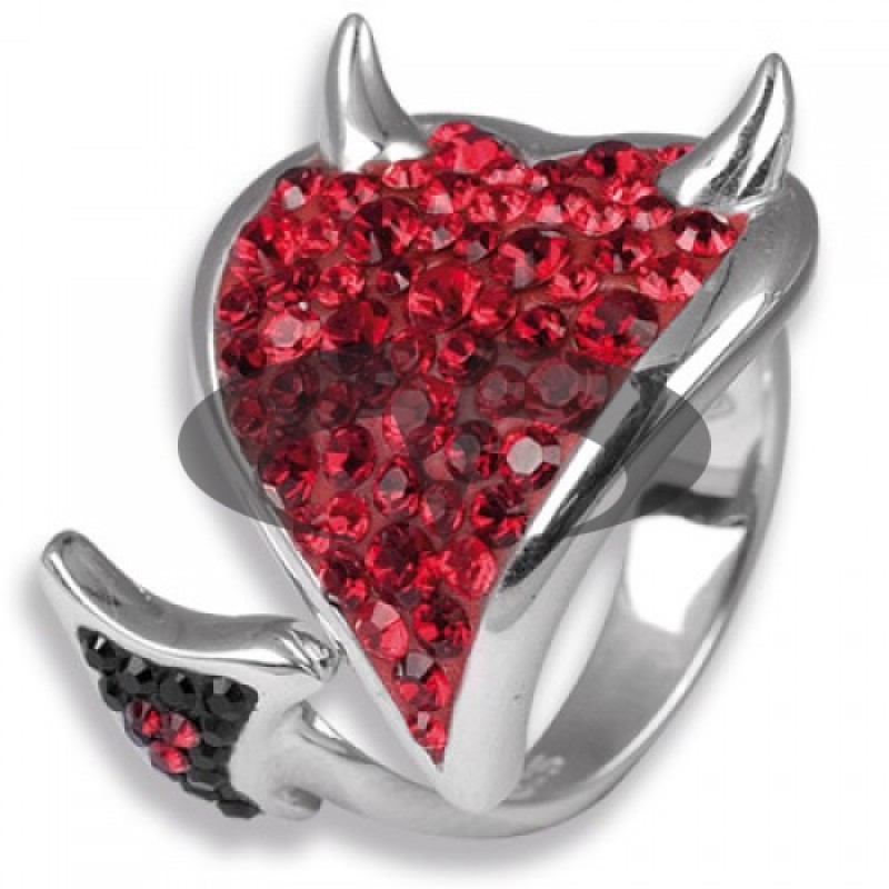 Anello Heart Devil in argento con Swarovski rossi Crystal Evolution