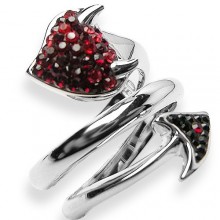 Anello Coda Diavolo argento e Swarovski neri&rossi Crystal Evolution