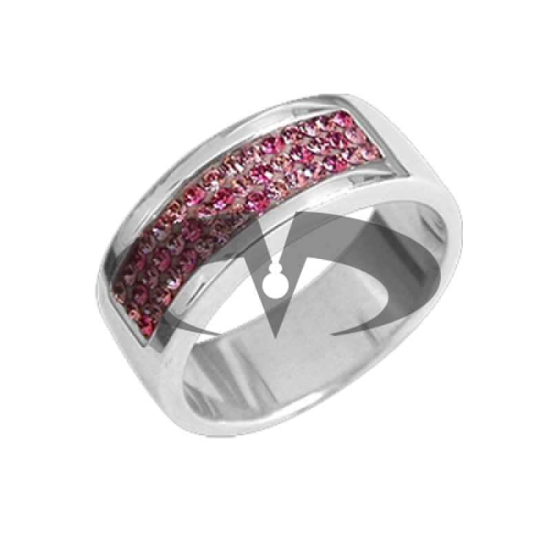 Anello Fede in Argento con Swarovski rosa Crystal Evolution