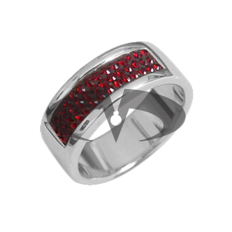 Anello Fede in Argento con Swarovski rossi Crystal Evolution