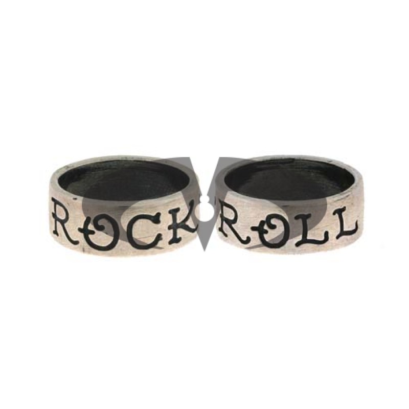 Anello in Argento Fede con scritta Rock N Roll Old School El Rana