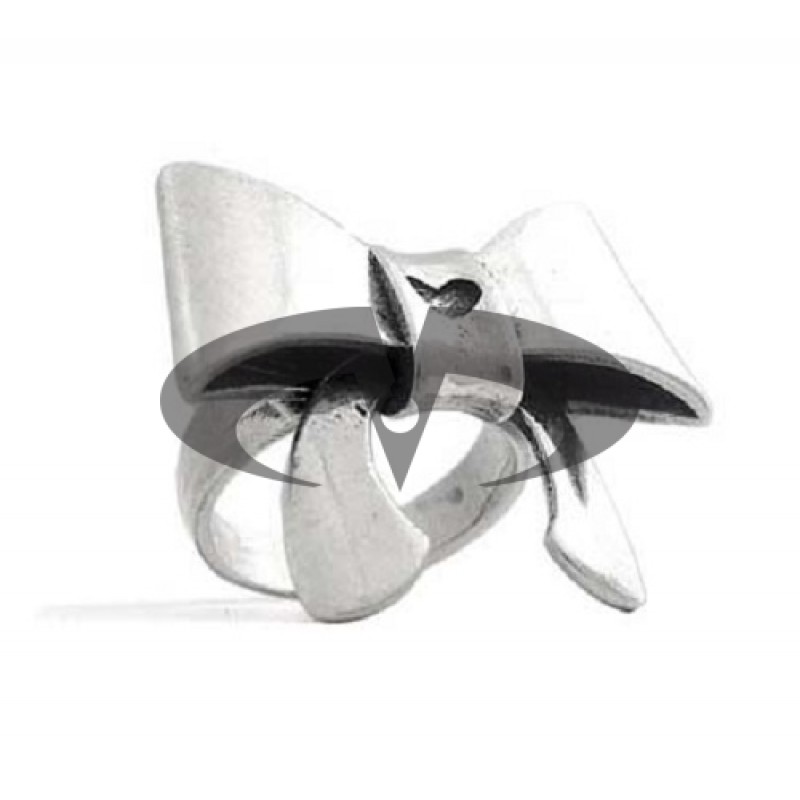 Anello in Argento Con Fiocco e Cuore Old School El Rana