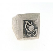 Anello in Argento con Mani Giunte Old School El Rana