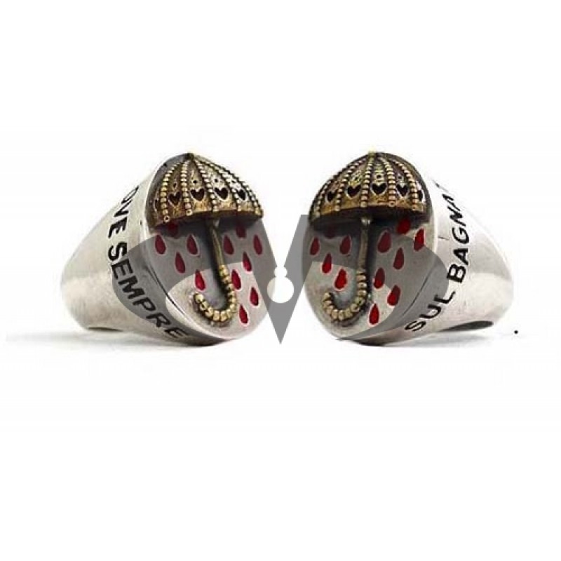 Silver Double Color Ring Umbrella Red Rain El Rana