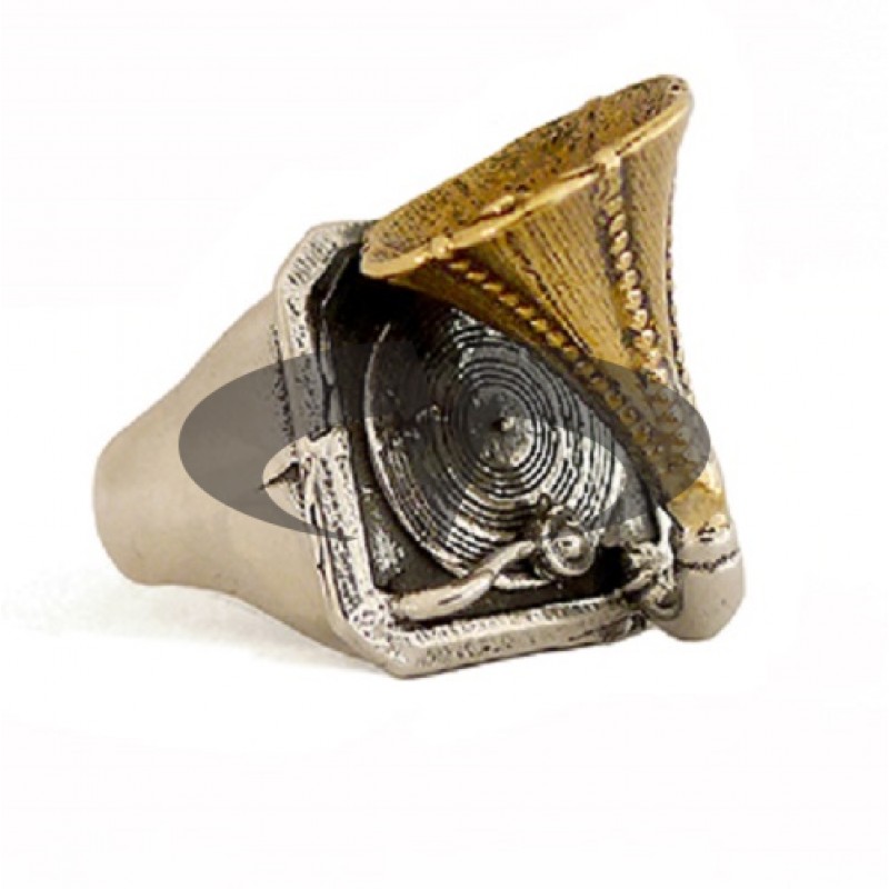 Anello Grammofono Argento Bicolore El Rana