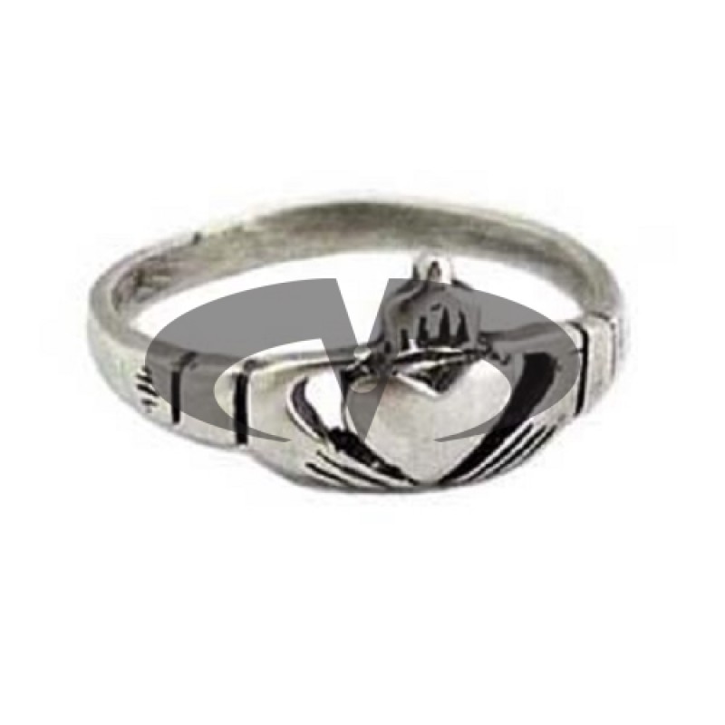 Anello in Argento con Claddagh Small  Old School El Rana