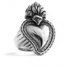 Anello da Mignolo in Argento con Cuore Sacro Old School El Rana