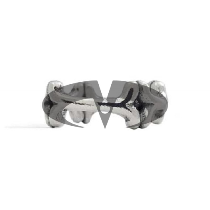 Anello in Argento Fedina con Ossa  Old School El Rana