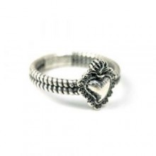Anello in Argento Corda con Cuore Sacro Old School El Rana