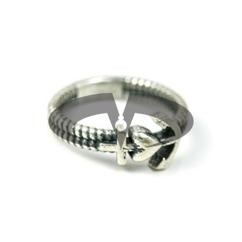 Anello in Argento Corda con fede speranza carità Old School El Rana