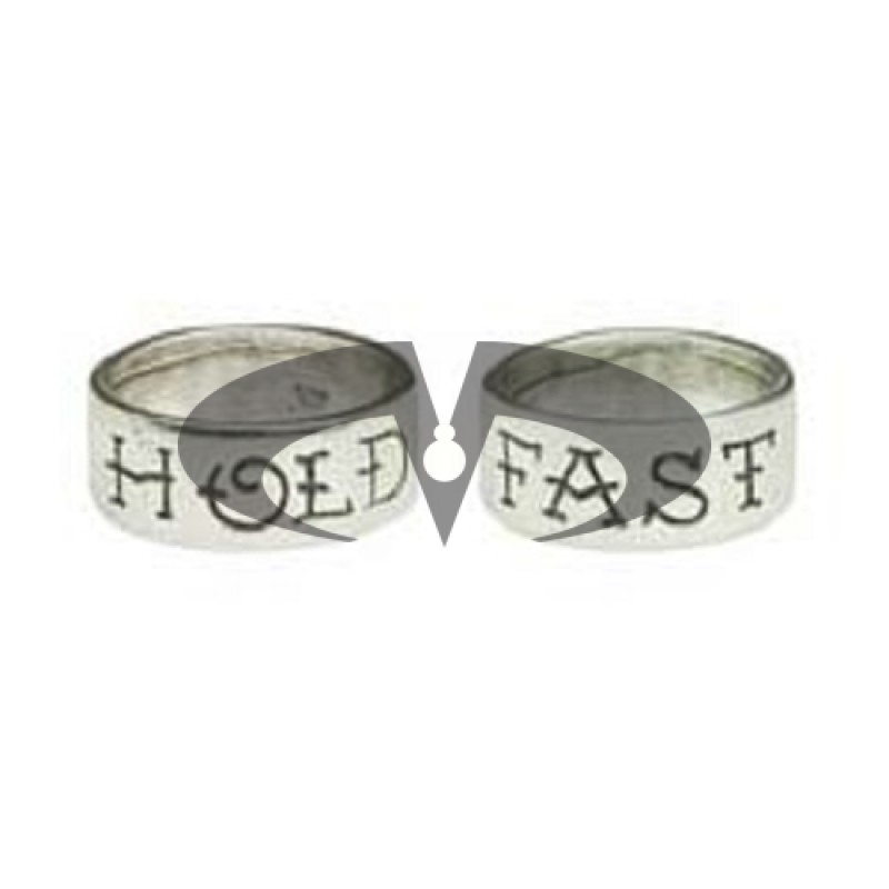 Anello in Argento Fede con scritta Hold Fast Old School El Rana