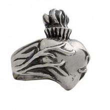 Anello in Argento con particolare Cuore Sacro Old School El Rana