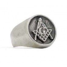 Anello da Mignolo in Argento con Simbolo Massonico Old School El Rana