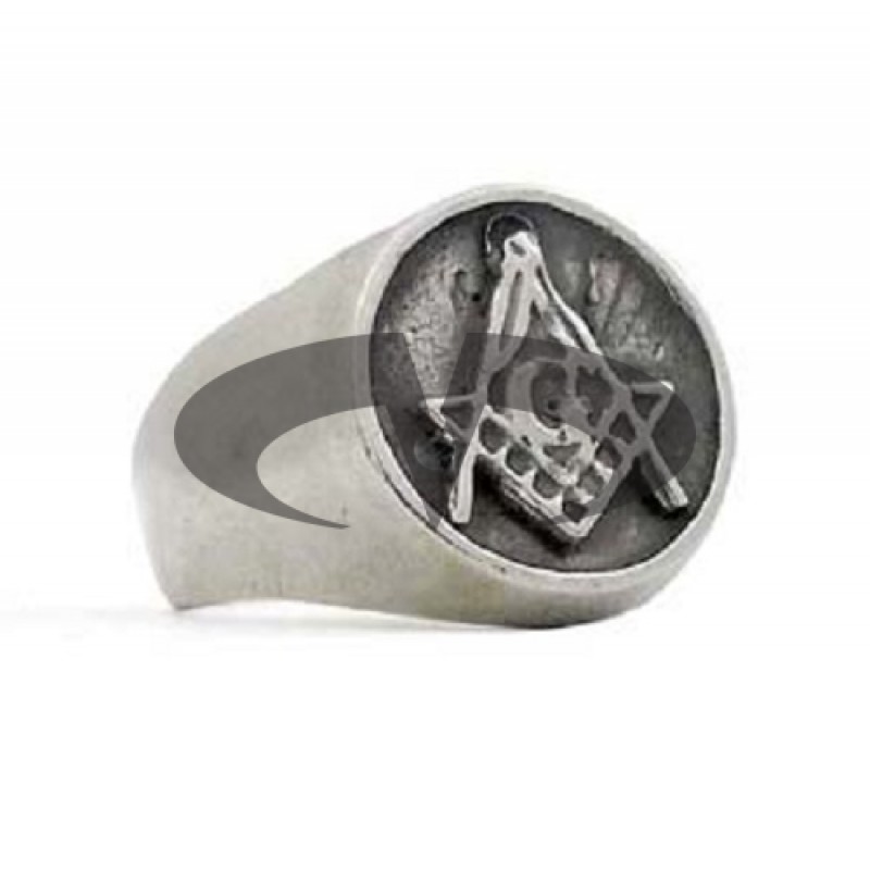 Anello da Mignolo in Argento con Simbolo Massonico Old School El Rana