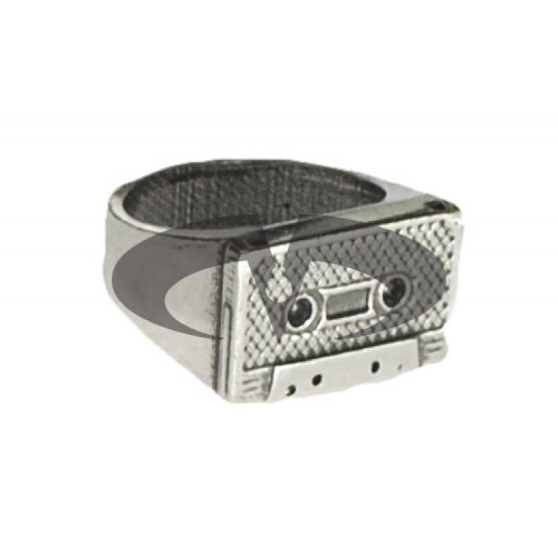 Anello Argento Vintage Musicassetta Old School El Rana