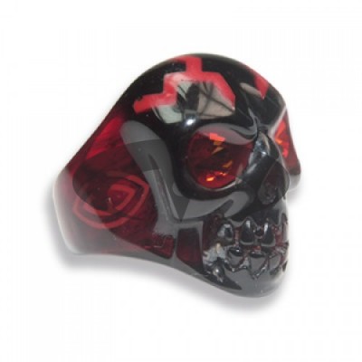 Anello Teschio resina rossa trasparente Swarovski Crystal Evolution