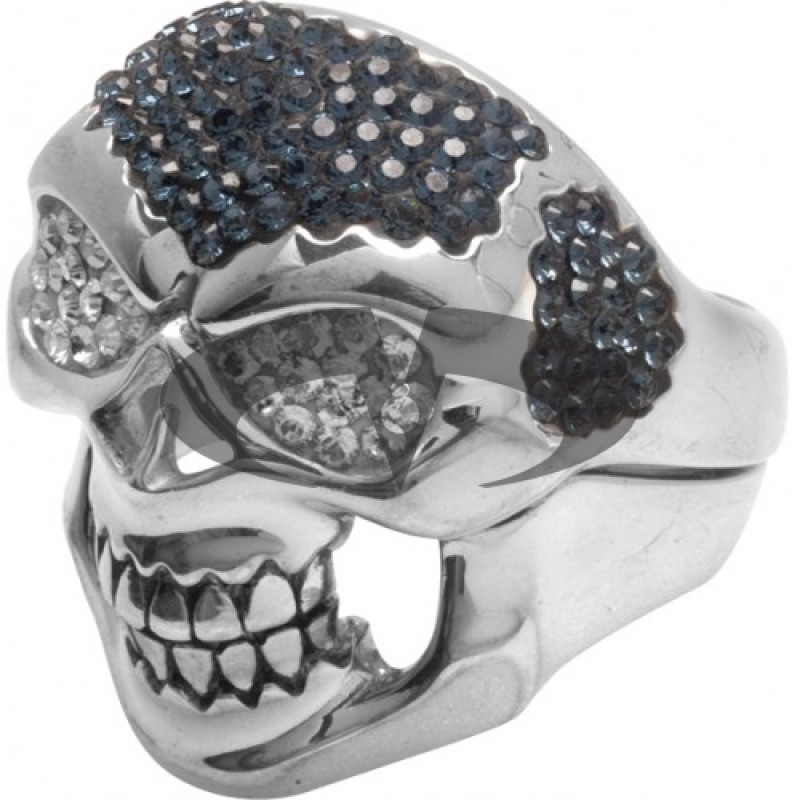 Anello Argento Teschio Swarovski blu Crystal Evolution