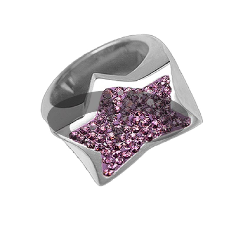 Anello Stella Argento e Swarovski rosa Crystal Evolution