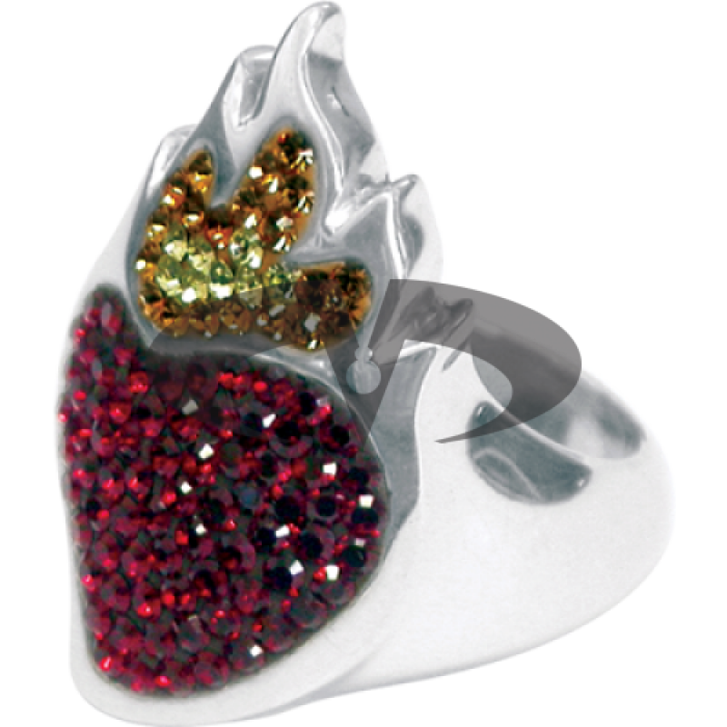 Anello Cuore Sacro Argento e Swarovski rossi Crystal Evolution