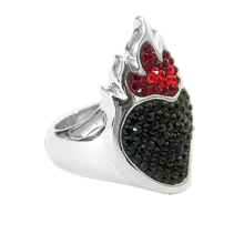 Anello Cuore Sacro Argento e Swarovski neri Crystal Evolution